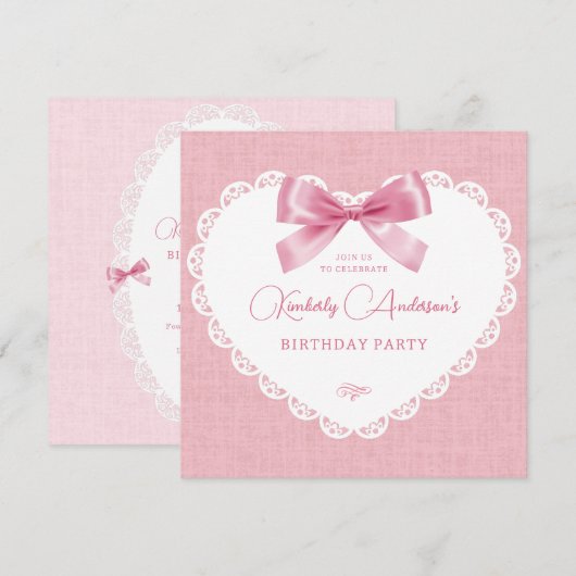Pink Pastellbogen Ästhetik Geburtstag Einladung (Vorne/Hinten)
