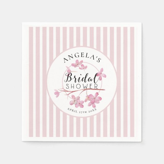 Pink Pastellfarben Primrose Streifen Brautparty Serviette (Vorderseite)