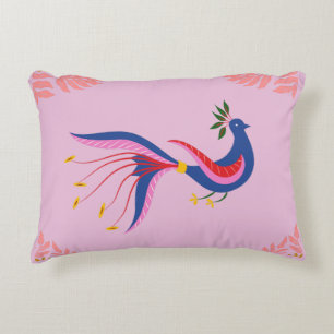 Pink Pastellkissen mit Pfau Dekokissen