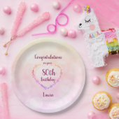 Pink pastelll 80. Geburtstag Pappteller (Party)