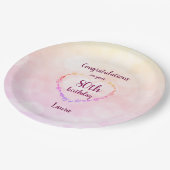 Pink pastelll 80. Geburtstag Pappteller (Schrägansicht)