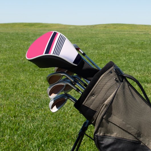 Pink Pastellstreifen Golf Headcover (In SItu)