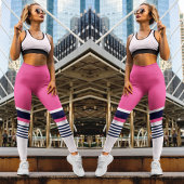 Pink Pastellstreifen Leggings