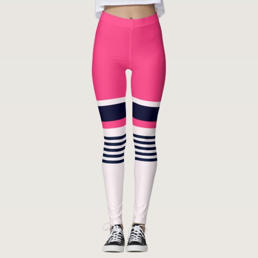 Pink Pastellstreifen Leggings (Vorderseite)