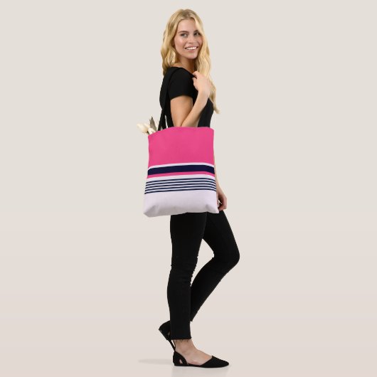 Pink Pastellstreifen Tasche (Am Model)