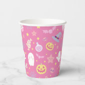 Pink Pasteloween Pattern Halloween Pappbecher (Rückseite)