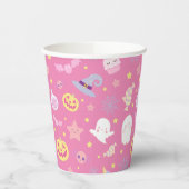 Pink Pasteloween Pattern Halloween Pappbecher (Links)