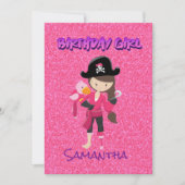 Pink Pastete Glitzer Pirate Girl - Karte (Vorderseite)
