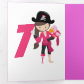 Pink Pastle Pirate Girl Dreifach Gefaltete Karte (Innen Erste Seite)