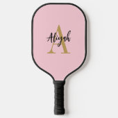 Pink Pastor Monogram Script Name Custom Pickleball Schläger (Vorderseite)