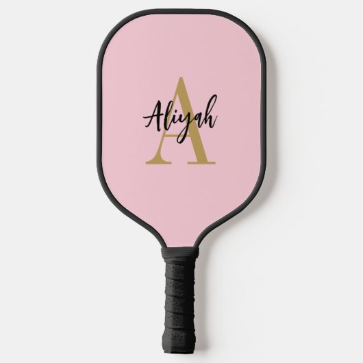 Pink Pastor Monogram Script Name Custom Pickleball Schläger (Rückseite)