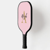 Pink Pastor Monogram Script Name Custom Pickleball Schläger (Links)