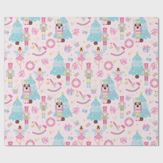 Pink Pastor Nutcracker Ballet Wrapping Paper Geschenkpapier (Flach)