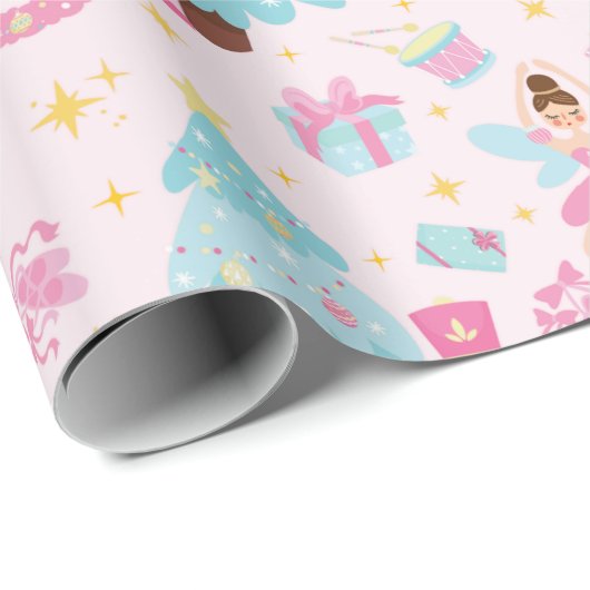 Pink Pastor Nutcracker Ballet Wrapping Paper Geschenkpapier (Rolleneckpunkt)