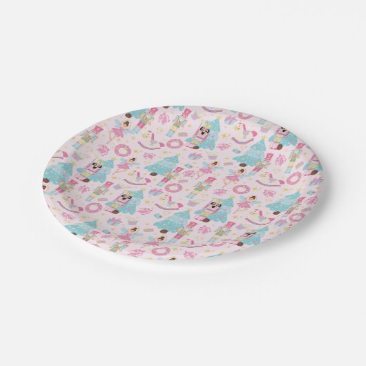 Pink Pastor Nutcracker Ballet Wrapping Paper Pappteller (Schrägansicht)