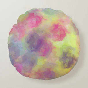 Pink Pastor Watercolor Baumwollbälle Rundes Kissen