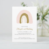 Pink Pastor Watercolor Rainbow Birthday Party Einladung (Stehend Vorderseite)