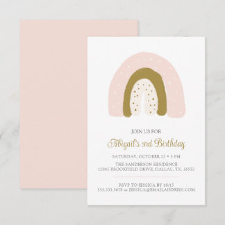 Pink Pastor Watercolor Rainbow Birthday Party Einladung