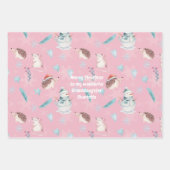 Pink 🎄 Pastor Weihnachtsmuster, Sondertext Geschenkpapier Set (Vorderseite 3)