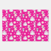 Pink 🎄 Pastor Weihnachtsmuster, Sondertext Geschenkpapier Set (Vorderseite)