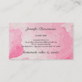 Pink Pastry Bag Watercolor Monogram Baker Visitenkarte (Rückseite)