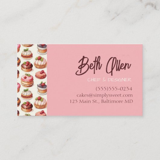 Pink Pastry Cupcake Business Card Visitenkarte (Rückseite)