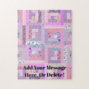 Pink Patchwork Benutzerdefinierte Meldung Puzzle