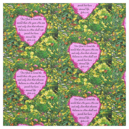 PINK PATCHWORK JOHN 3:16 FLORAL FABRIC STOFF (Muster)