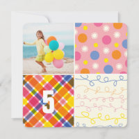 Pink Patchwork Pattern Squares Girl Foto Geburtsta
