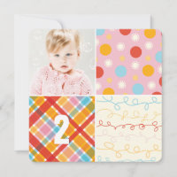 Pink Patchwork Pattern Squares Girl Foto Geburtsta