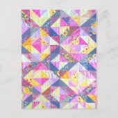Pink Patchwork Quilt Postkarte (Vorderseite)