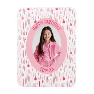 Pink Pattern Geburtstags-Foto Magnet