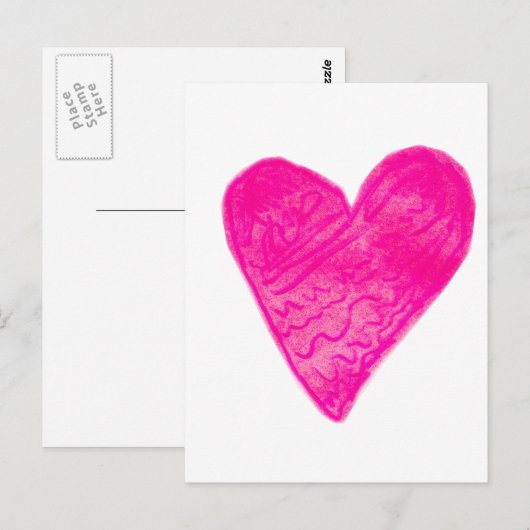 Pink Pattern Herz Postkarte (Vorne/Hinten)