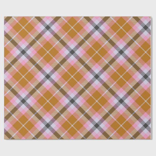 Pink Pattern Kariert Weihnachten Geschenkpapier (Flach)