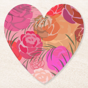 Pink pattern with flowers and plants untersetzer