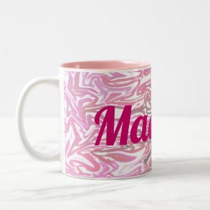 Pink Pattern with Girl's Name Zweifarbige Tasse