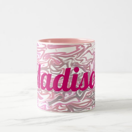 Pink Pattern with Girl's Name Zweifarbige Tasse (Mittel)