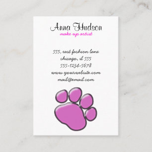 Pink Paw, Dog Groomer, Dog Walker, Pet Shop Visitenkarte