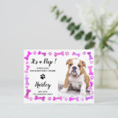 Pink Paw druckt Knochen Neuer Hund für Haustiere Ankündigungspostkarte (Stehend Vorderseite)