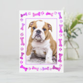 Pink Paw druckt neue Dog Puppy-Dusche für Haustier Einladung (Stehend Vorderseite)