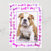 Pink Paw druckt neue Dog Puppy-Dusche für Haustier Einladung (Vorne/Hinten)