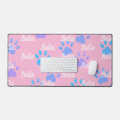 Pink Paw druckt Personalisierten Hundenamen Schreibtischunterlage (Tastatur & Maus)