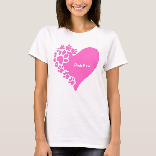 Pink paw paws heart t-shirt for cat lover women (Vorderseite)