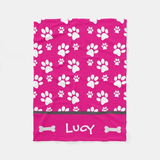Pink Paw Print Blanket Toll für Hunde Fleecedecke (Vorderseite)