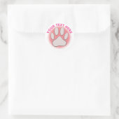 Pink Paw Print Custom Text Classic Round Sticker (Tasche)