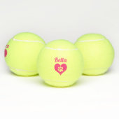 Pink Paw Print Heart Hunde Name Personalisiert Tennisbälle (Multi)