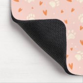 Pink Paw Print Heart Pattern Mousepad (Ecke)