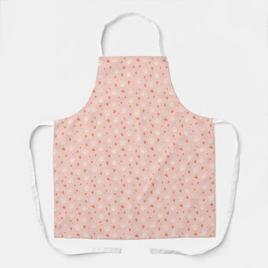 Pink Paw Print Heart Pattern Schürze (Vorderseite)