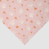 Pink Paw Print Heart Pattern Seidenpapier (Detail)