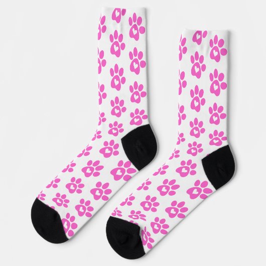 Pink Paw Print Pattern Socken (Linkes Detail)